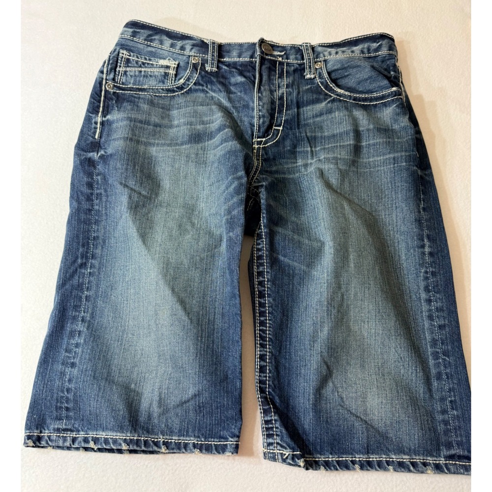 BKE Tyler Denim Shorts Mens 33 Blue Excellent Thick Stitch Relaxed Fit